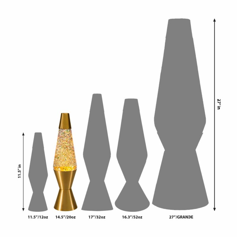 14.5″ LAVA Lamp Rainbow Glitter – Clear/Gold - US 2765